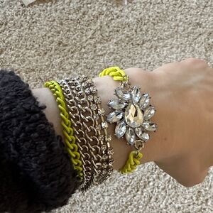 Silver and yellow crystal bracelet set